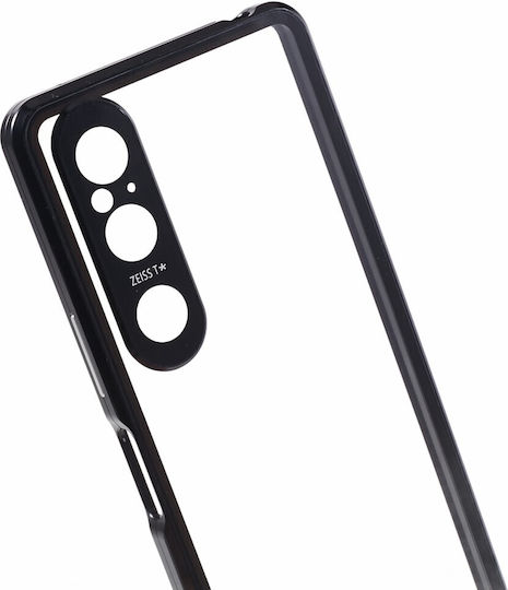 Back Cover Tempered Glass / Plastic Magnetic Negru (Xperia 1 V)