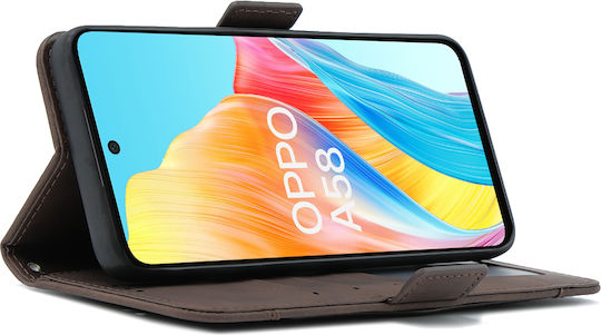 Oppo Book Piele artificială / Plastic / Silicon Maro (Oppo A58 4G)