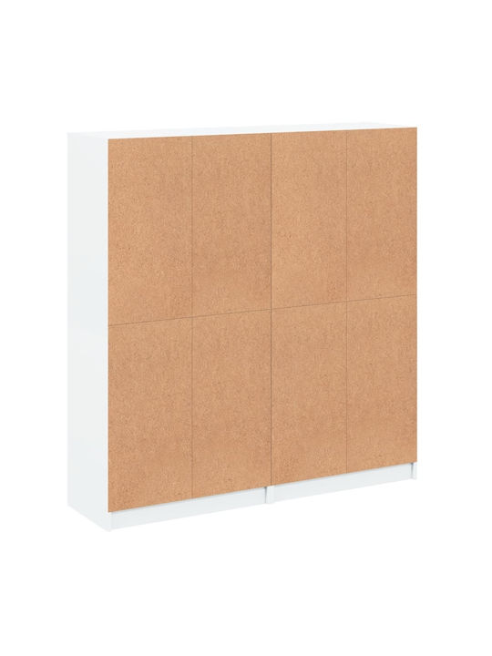 Floor-standing Living Room Display Cabinet made of Particleboard with Glass White 136x37x142cm