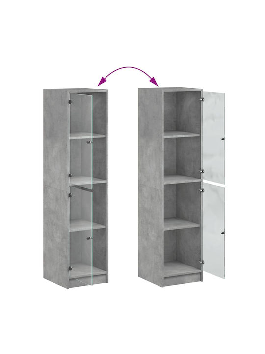 Floor-standing Living Room Display Cabinet made of Particleboard with Glass Grey 35x37x142cm