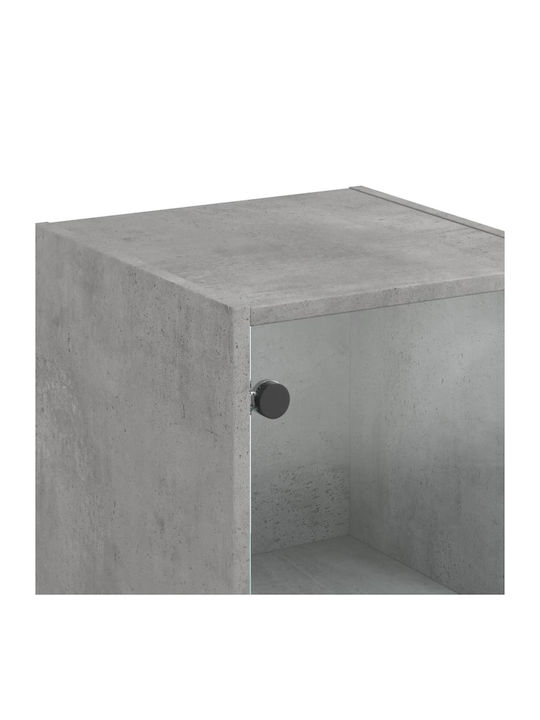 Floor-standing Living Room Display Cabinet made of Particleboard with Glass Grey 35x37x142cm
