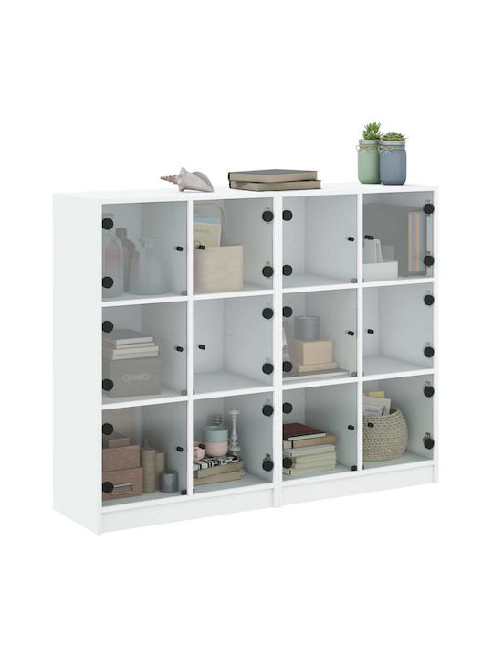 Floor-standing Living Room Display Cabinet made of Particleboard with Glass White 136x37x109cm