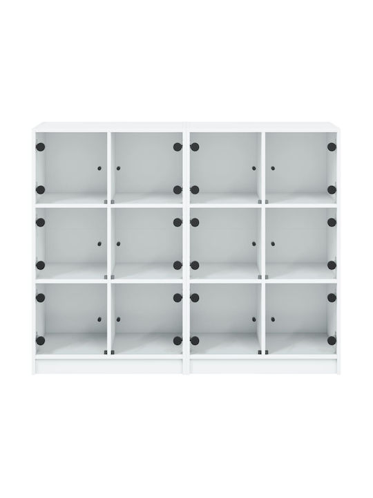Floor-standing Living Room Display Cabinet made of Particleboard with Glass White 136x37x109cm