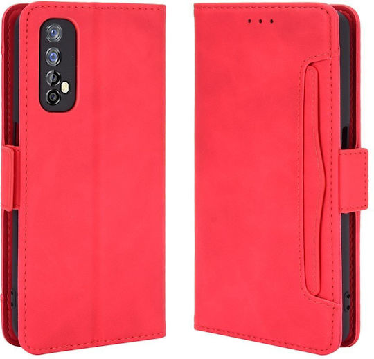 Book Piele artificială / Plastic / Silicon Roșu (Realme 7)