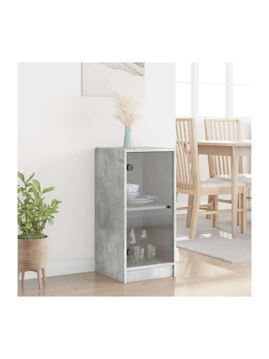 Floor-standing Living Room Display Cabinet made of Particleboard with Glass Grey 35x37x75.5cm