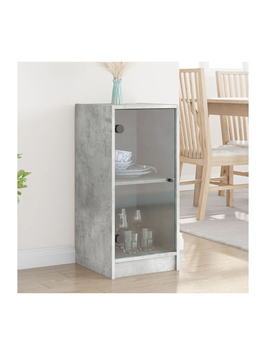 Floor-standing Living Room Display Cabinet made of Particleboard with Glass Grey 35x37x75.5cm