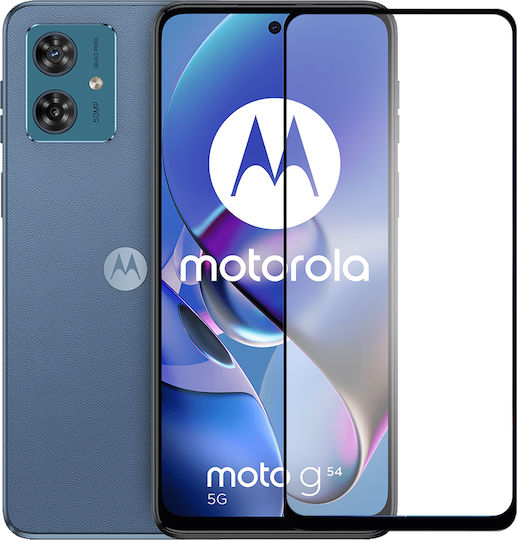 Motorola 0.3mm Full Face Tempered Glass Μαύρο (Motorola Moto G54 5G)