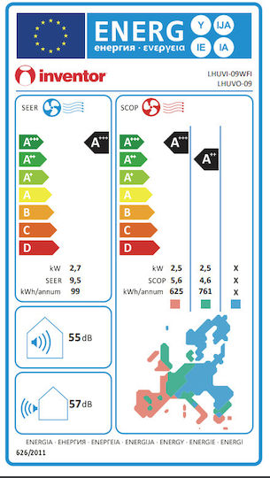 Inventor Leon (LHUV) Κλιματιστικό Inverter 9000 BTU A+++/A++ με WiFi και Τεχνολογία iA Plus