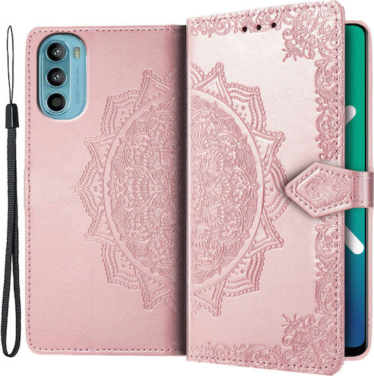 Книга Изкуствена кожа / Пластмаса / Силикон Розов (Moto G52)