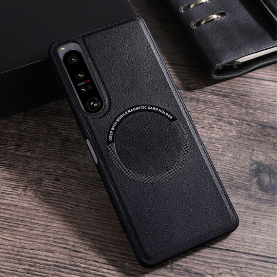 Umschlag Rückseite Leder / Synthetisches Leder / Silikon Schwarz (Xperia 1 V)