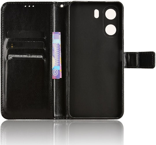 Crazy Horse Wallet Synthetic Leather / Plastic / Silicone Black (Redmi 13C 4G / Poco C65 4G)