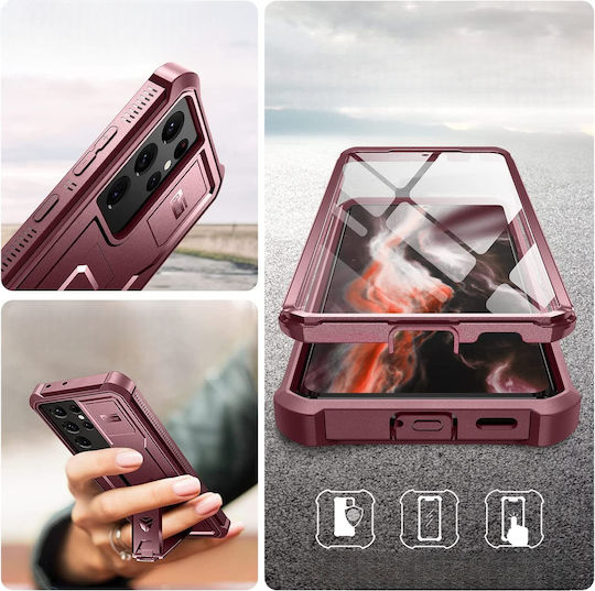 Dexnor 360 Full Cover Σετ με Τζαμάκι Κόκκινο (Galaxy S21 Ultra 5G)