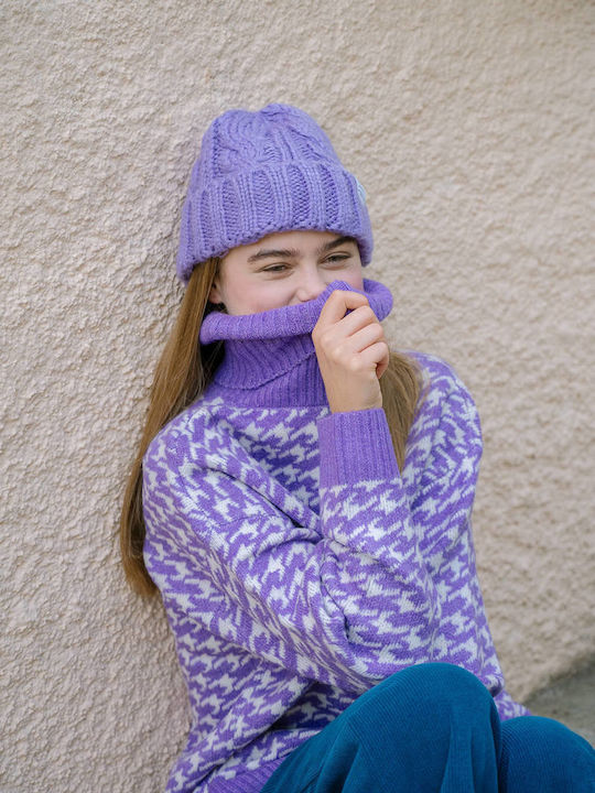 Beanie Unisex Beanie Gestrickt in Flieder Farbe