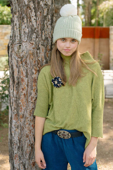 Pom Pom Beanie Unisex Beanie Gestrickt in Türkis Farbe