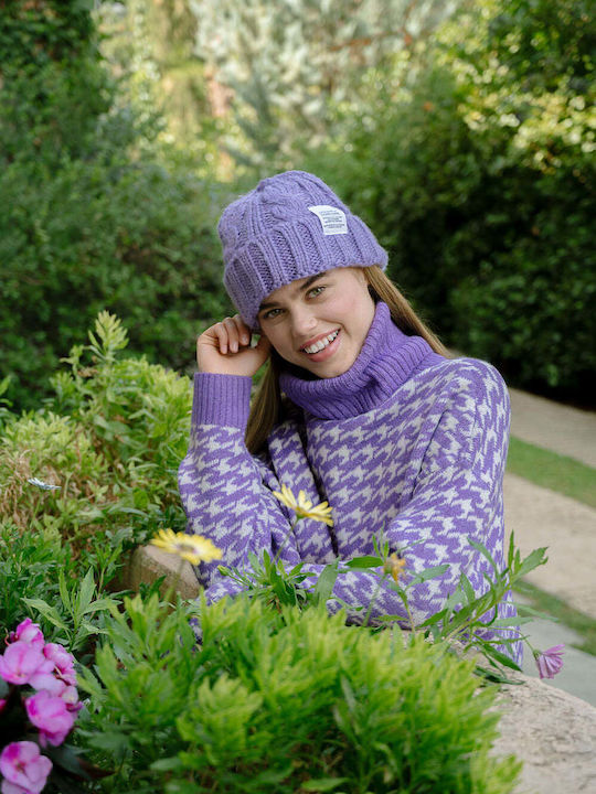 Beanie Unisex Beanie Gestrickt in Flieder Farbe