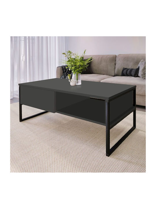 Rectangular Coffee Table Lawrence Wooden Charcoal L105xW60xH46cm.