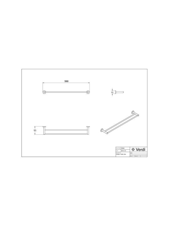 Verdi Sigma Ράγα Μπάνιου Διπλή Επιτοίχια με Βίδες ​58x58cm Μαύρη