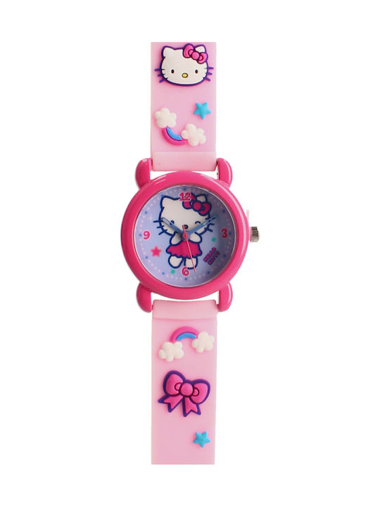 Hello Kitty Kinder-Analoguhr mit Kautschuk/Plastikarmband Rosa