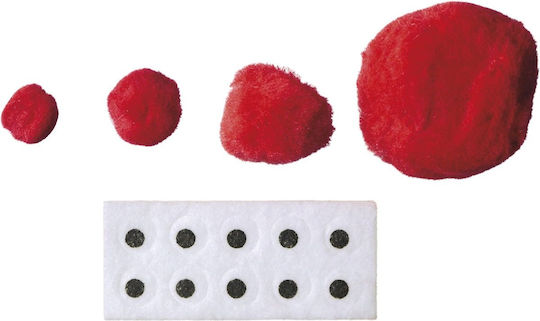 Titanum Pom Pom de Artizanat Roșu Set 45buc
