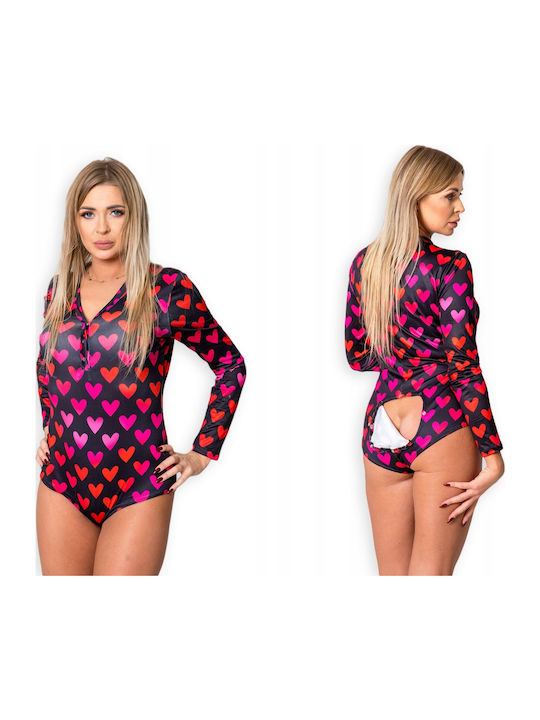 Winter Damen Einteiliger Pyjama Schwarz