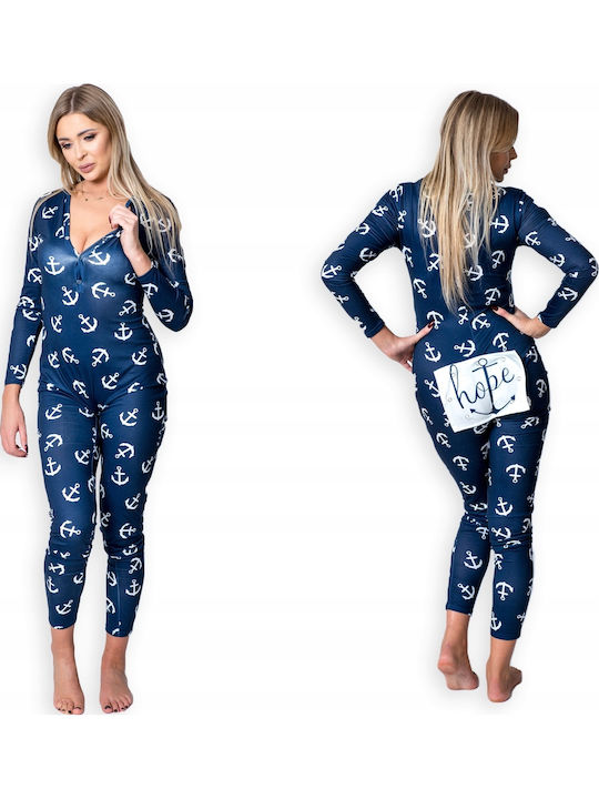 Winter Damen Einteiliger Pyjama Weiß