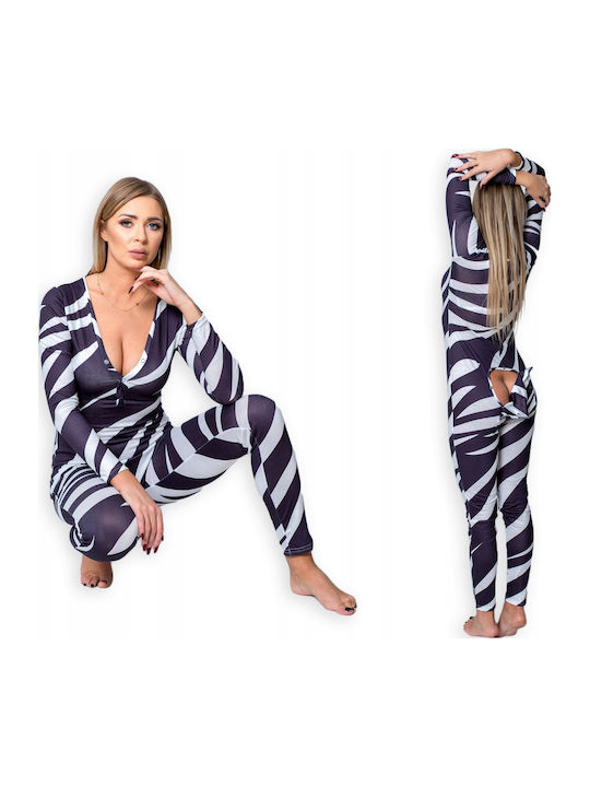 Winter Damen Einteiliger Pyjama Weiß
