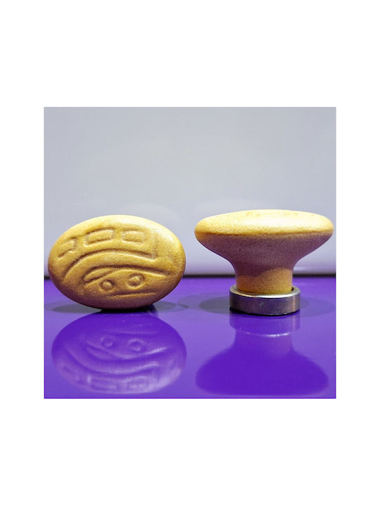 Premier Kinder Knopf Möbelgriff aus Zamak & Porzellan & Metallisch in Gelb Farbe 35mm (Zentrenabstand 25mm) 11781-000-ARG1 1Stück