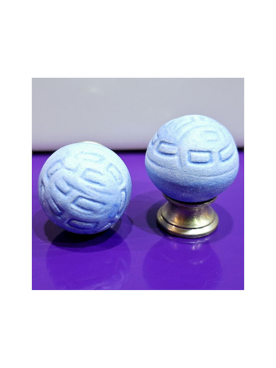 Premier Kinder Knopf Möbelgriff aus Zamak & Metallisch & Porzellan in Blau Farbe 11777-000-ARG1 1Stück