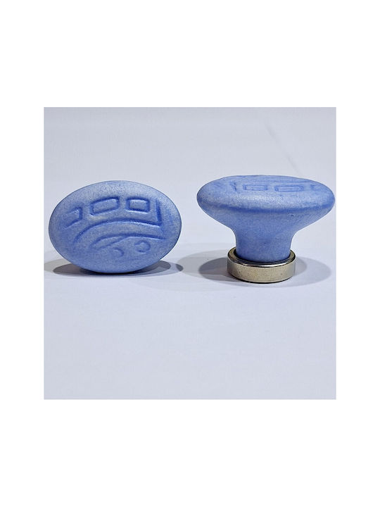 Premier Kids Knob Furniture made of Zamak & Metallic & Porcelain in Blue Color 35mm (Center Distance 25mm) 11780-000-ARG1 1pcs