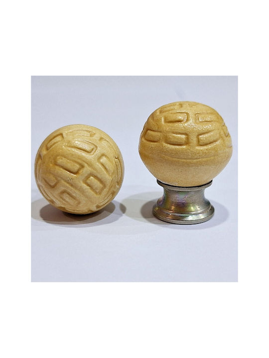 Premier Kinder Knopf Möbelgriff aus Zamak & Metallisch & Porzellan in Gelb Farbe 11778-000-ARG1 1Stück