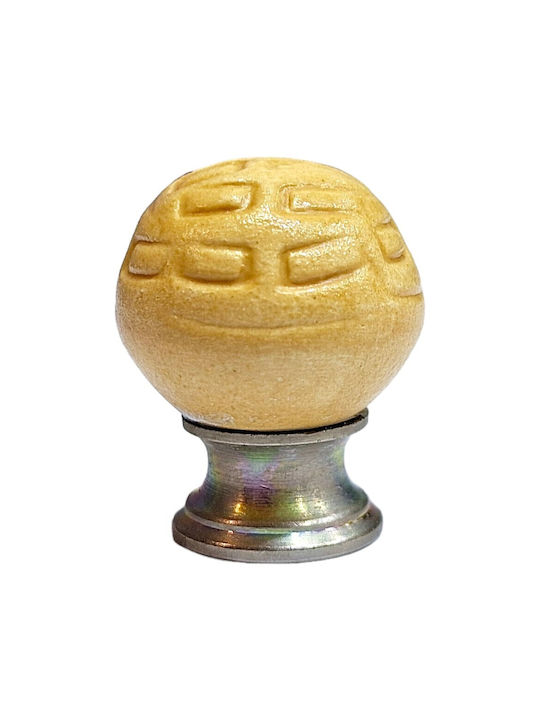 Premier Kinder Knopf Möbelgriff aus Zamak & Metallisch & Porzellan in Gelb Farbe 11778-000-ARG1 1Stück