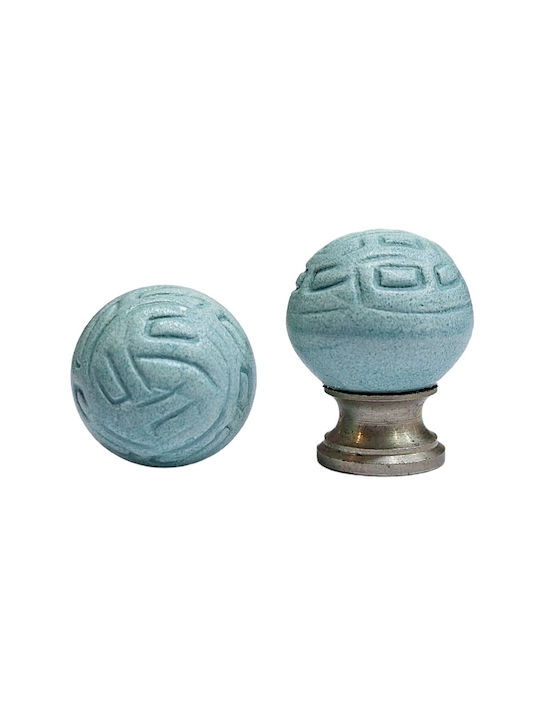 Premier Kinder Knopf Möbelgriff aus Zamak & Metallisch & Porzellan in Hellblau Farbe 11776-000-ARG1 1Stück