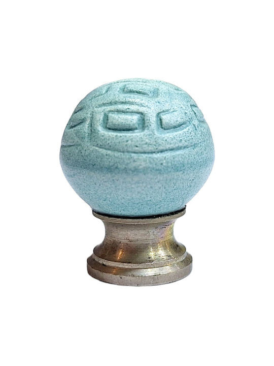 Premier Kinder Knopf Möbelgriff aus Zamak & Metallisch & Porzellan in Hellblau Farbe 11776-000-ARG1 1Stück