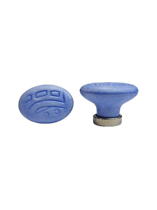 Premier Kids Knob Furniture made of Zamak & Metallic & Porcelain in Blue Color 35mm (Center Distance 25mm) 11780-000-ARG1 1pcs