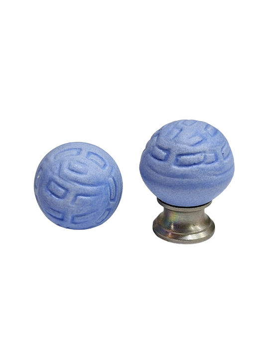 Premier Kinder Knopf Möbelgriff aus Zamak & Metallisch & Porzellan in Blau Farbe 11777-000-ARG1 1Stück