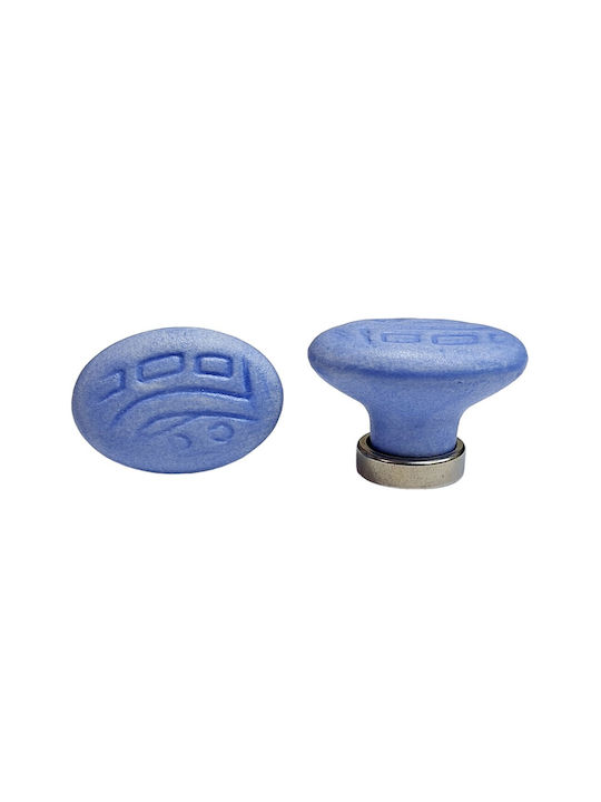Premier Kids Knob Furniture made of Zamak & Metallic & Porcelain in Blue Color 35mm (Center Distance 25mm) 11780-000-ARG1 1pcs