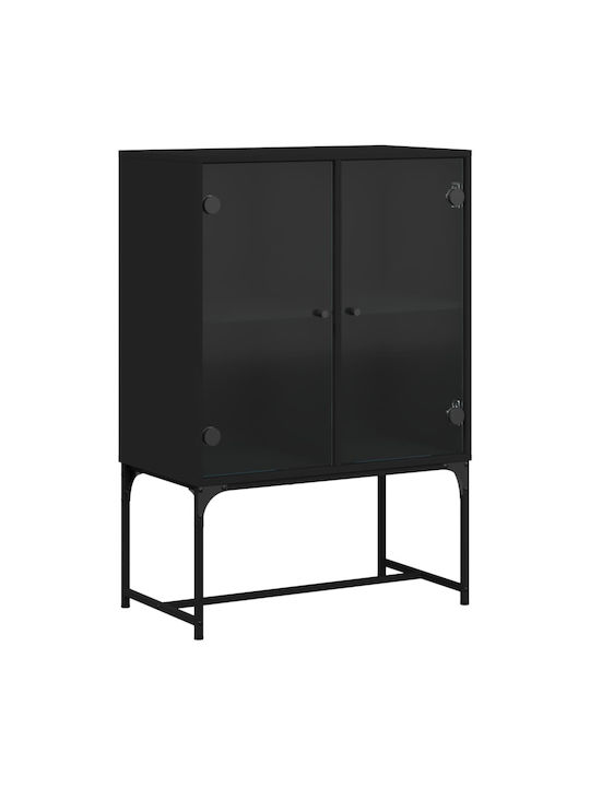 Wall Living Room Display Cabinet made of Particleboard with Glass Black 69x37x100cm