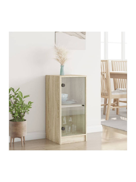 Wall Living Room Display Cabinet made of Particleboard with Glass Sonoma Oak 35x37x75.5cm