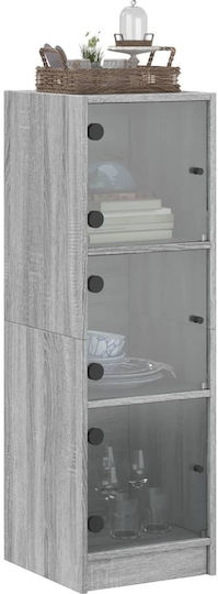 Wall Living Room Display Cabinet made of Particleboard with Glass Grey 35x37x109cm