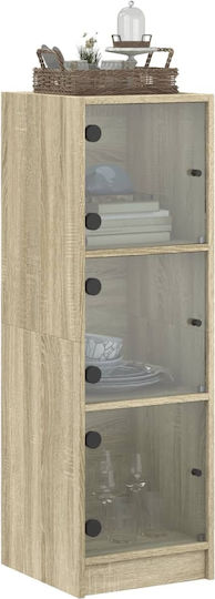 Hängende Wohnzimmer-Vitrine aus Spanplatte in Sonoma-Eiche mit Glastür 35x37x109 cm