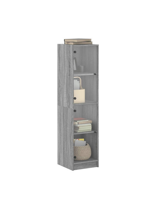Wand Wohnzimmer Vitrine aus Spanplatte mit Glas Grey 35x37x142cm