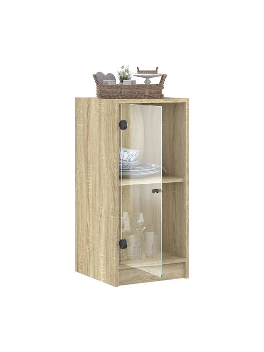 Wall Living Room Display Cabinet made of Particleboard with Glass Sonoma Oak 35x37x75.5cm