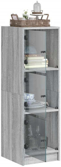 Wall Living Room Display Cabinet made of Particleboard with Glass Grey 35x37x109cm