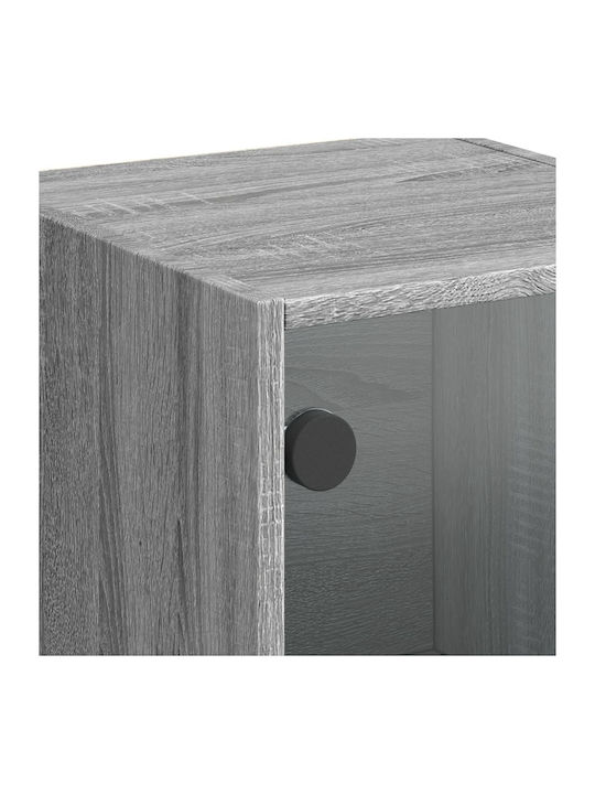 Wand Wohnzimmer Vitrine aus Spanplatte mit Glas Grey 35x37x109cm