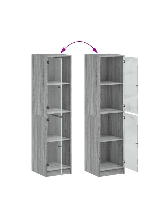 Wand Wohnzimmer Vitrine aus Spanplatte mit Glas Grey 35x37x142cm