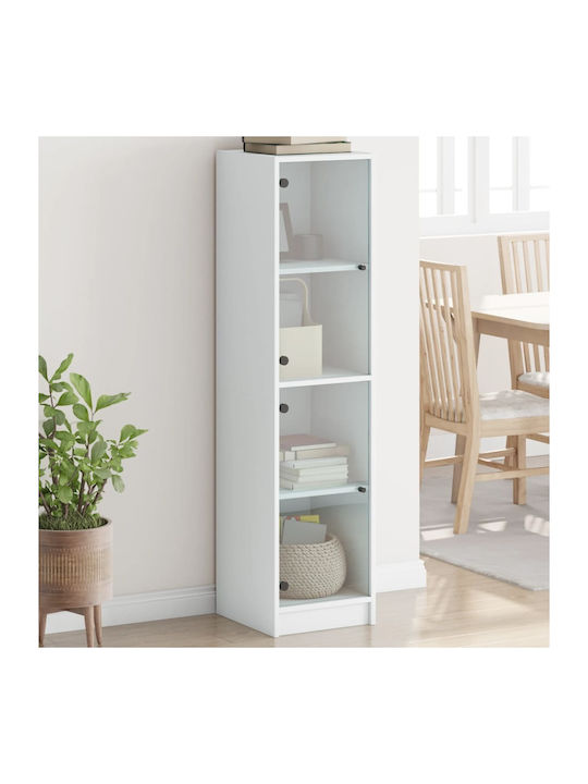 Wall Living Room Display Cabinet made of Particleboard with Glass White 35x37x142cm