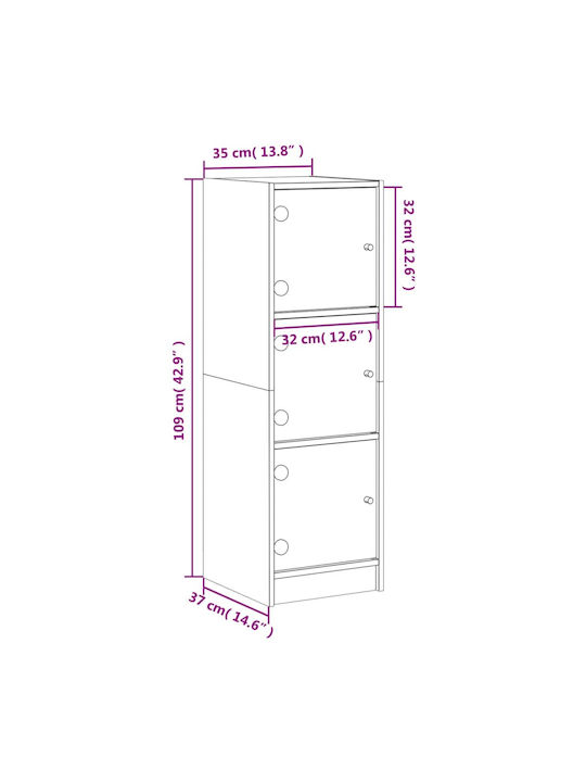 Wall Living Room Display Cabinet made of Particleboard with Glass Sonoma Oak 35x37x109cm