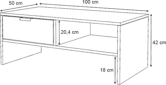 Rectangular Central Coffee Table Galaxy Wooden White L100xW50xH42cm