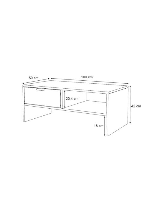 Megapap Rechteckiger Zentraler Kaffeetisch Galaxy Holz Nussbaum M100xL50xH42cm