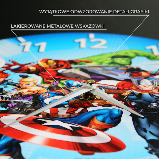Marvel Ceas De Perete Pentru Copii Supereroi Metalic 30.5 Cm
